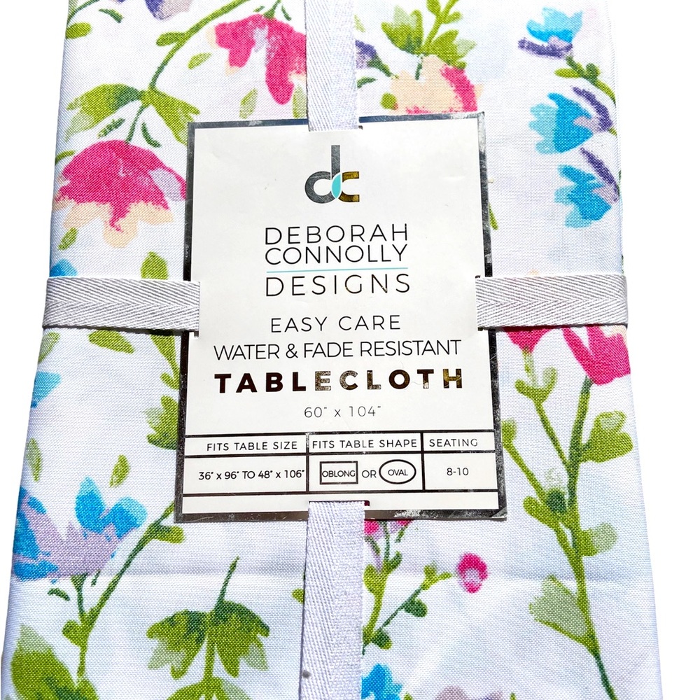 Deborah Connolly Designs Tablecloth Spring Floral 60x102 Easy Care New